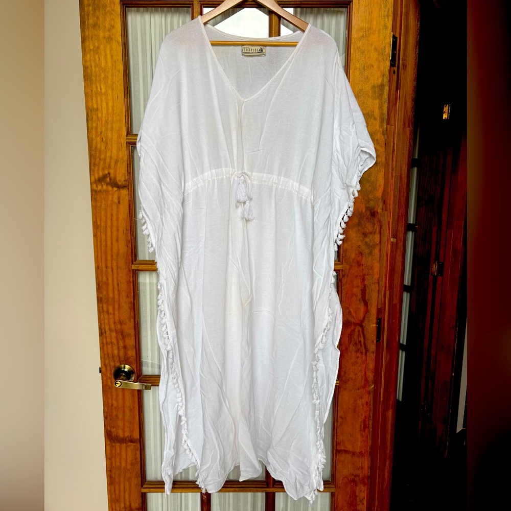 Elan White Tassel Swim Cover-Up